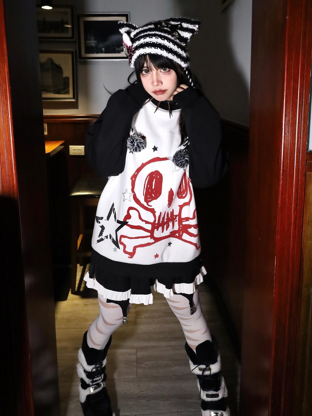 Alita26SS Print Raglan Sleeve Loose Fit Cotton Women's Sweatshirts