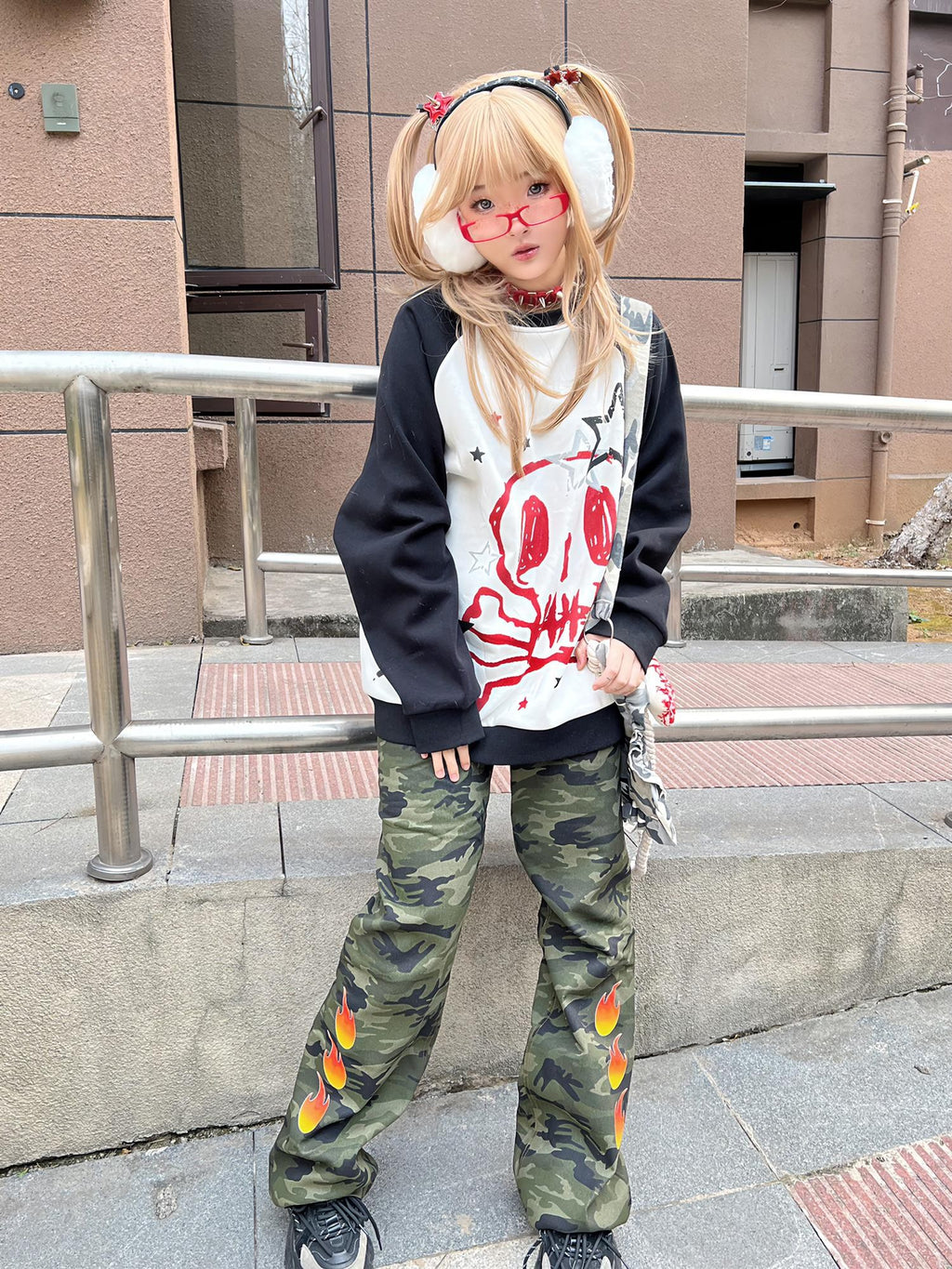 Alita26SS Print Raglan Sleeve Loose Fit Cotton Women's Sweatshirts