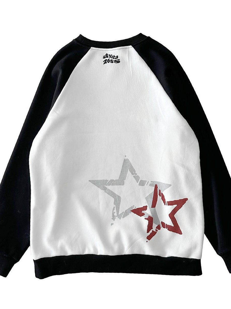 Alita26SS Print Raglan Sleeve Loose Fit Cotton Women's Sweatshirts