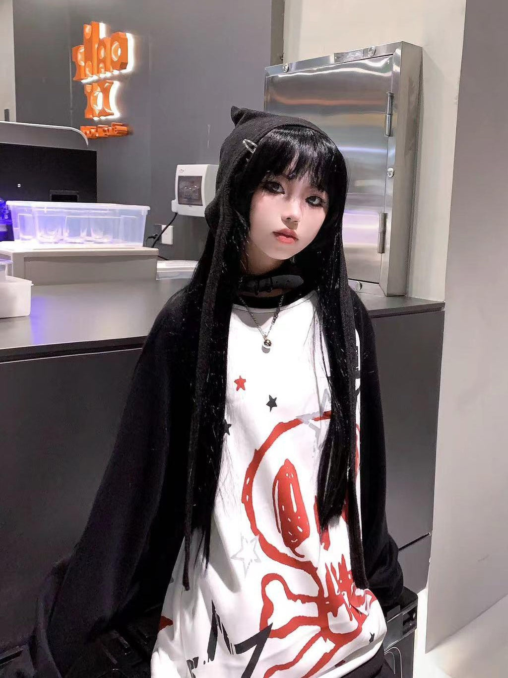 Alita26SS Print Raglan Sleeve Loose Fit Cotton Women's Sweatshirts