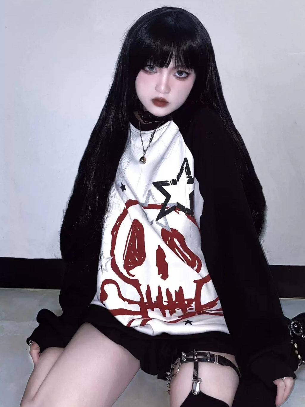 Alita26SS Print Raglan Sleeve Loose Fit Cotton Women's Sweatshirts