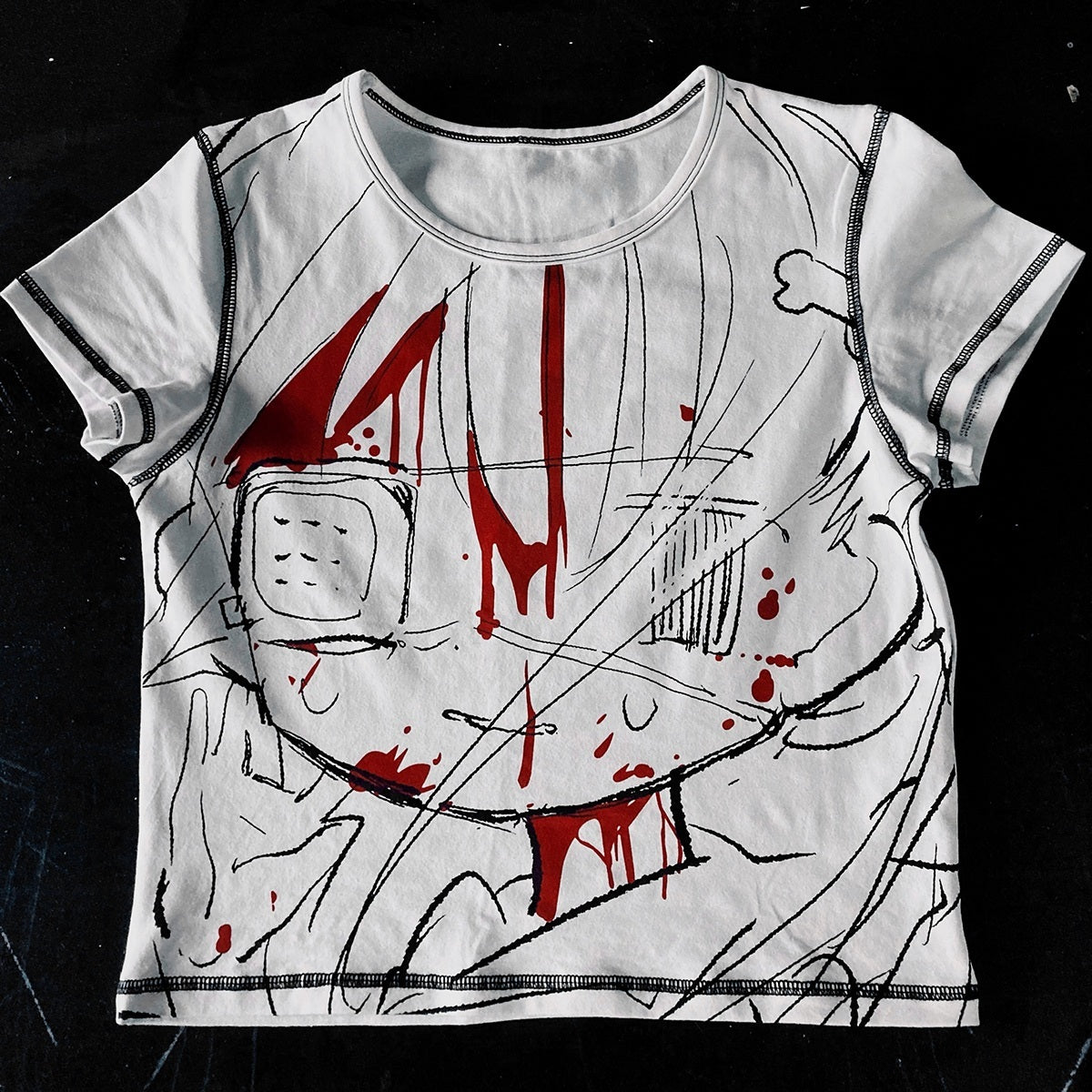 Alita26SS_Printed_Hand_Drawn_Dark_Y2k_Cropped_Women's_Cotton_Slim_T-shirts_676903557171_MISSTT