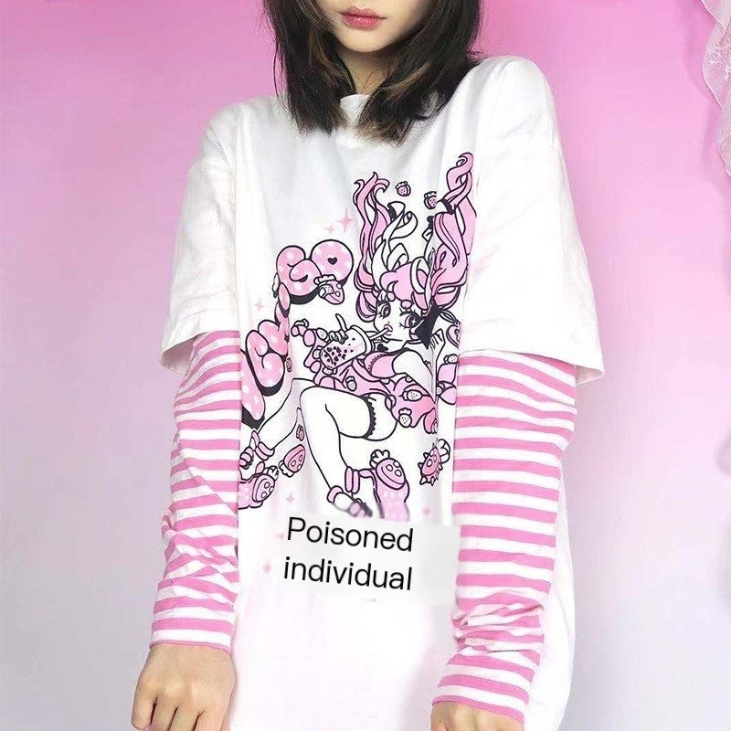 Alita26SS_Punk_Comic_Print_Faux_Layered_Loose_Fit_Women's_Cotton_Long_Sleeve_T-shirts_636725645413_MISSTT