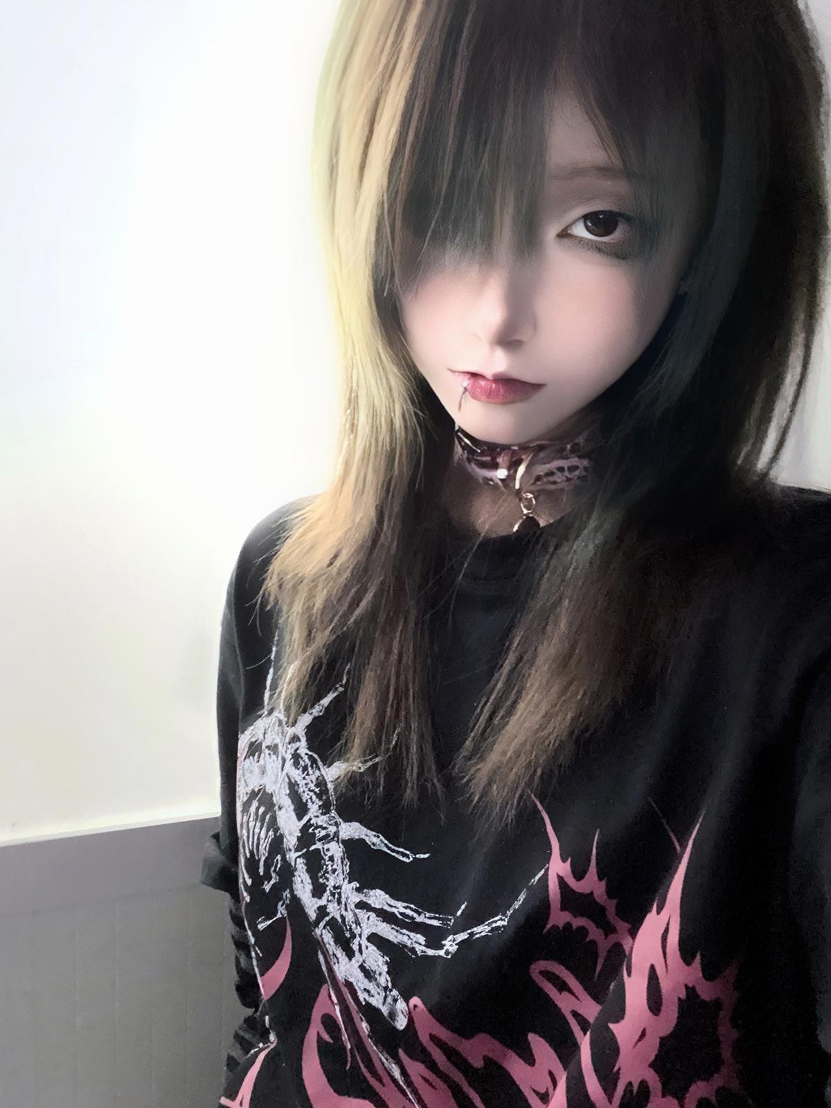 Alita26SS Punk Faux Layer Loose Fit Cotton Women's Long Sleeve T-shirts