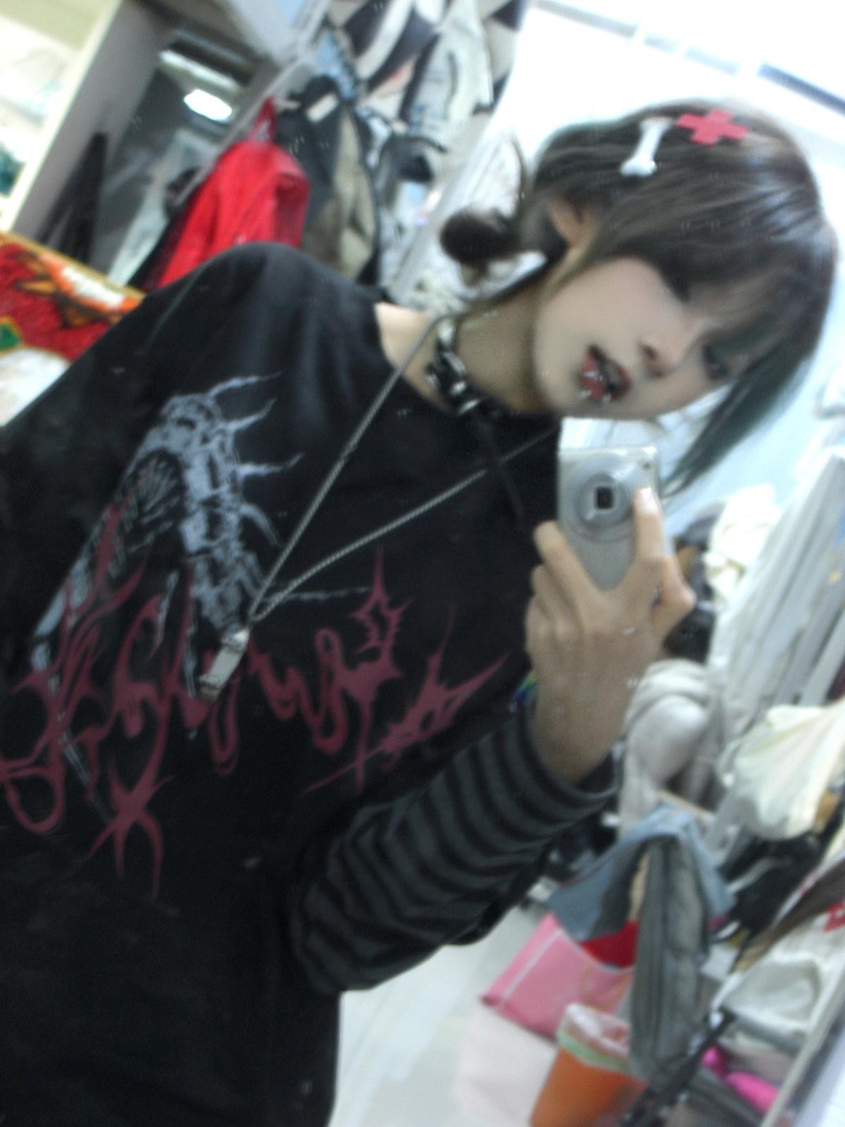 Alita26SS Punk Faux Layer Loose Fit Cotton Women's Long Sleeve T-shirts