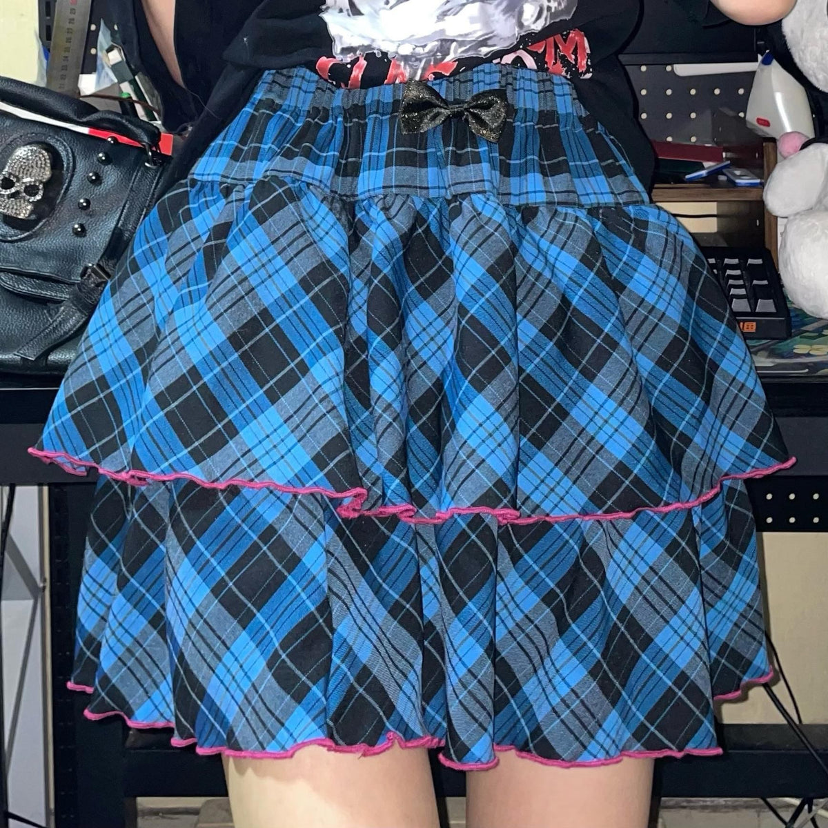 Alita26SS_Punk_Plaid_Lace_Ruffle_Bow_Color_Block_High_Waist_Women's_Tiered_Skirts_680522994449_MISSTT