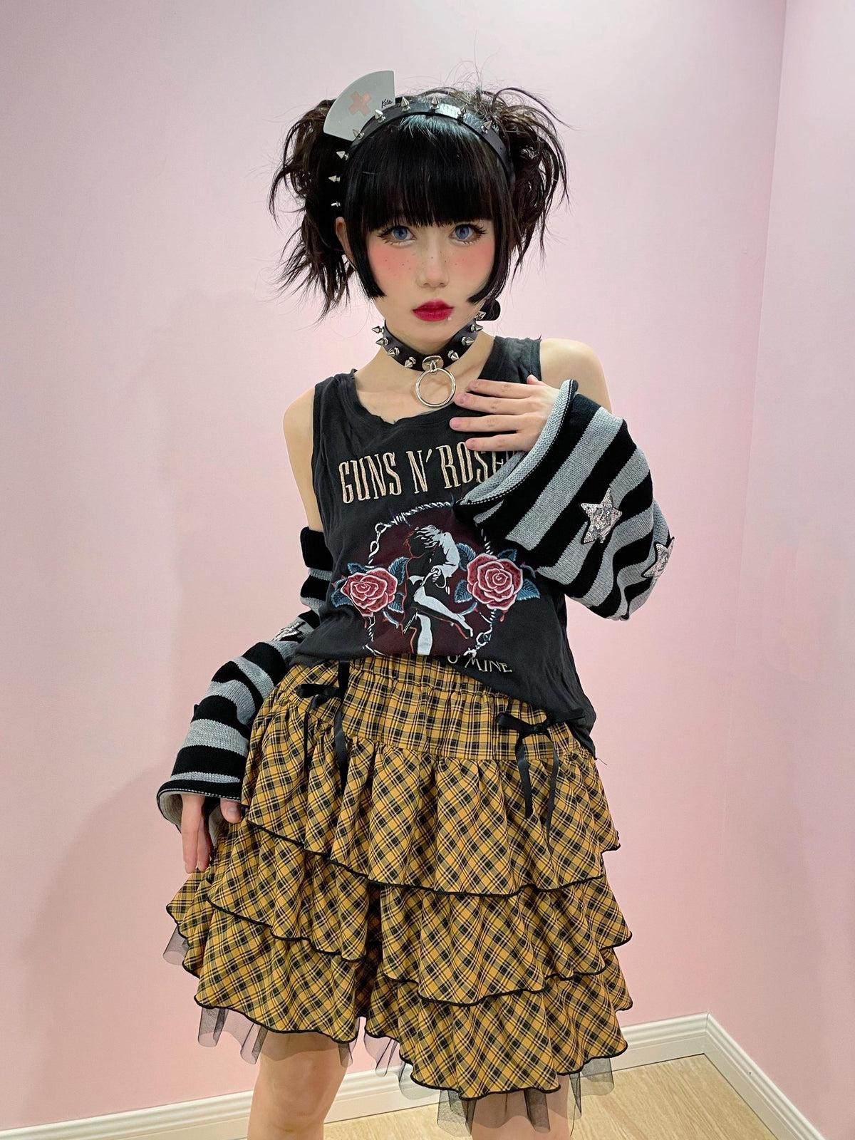 Alita26SS Rock Lace High Waist Bow Women's Tiered Skirts