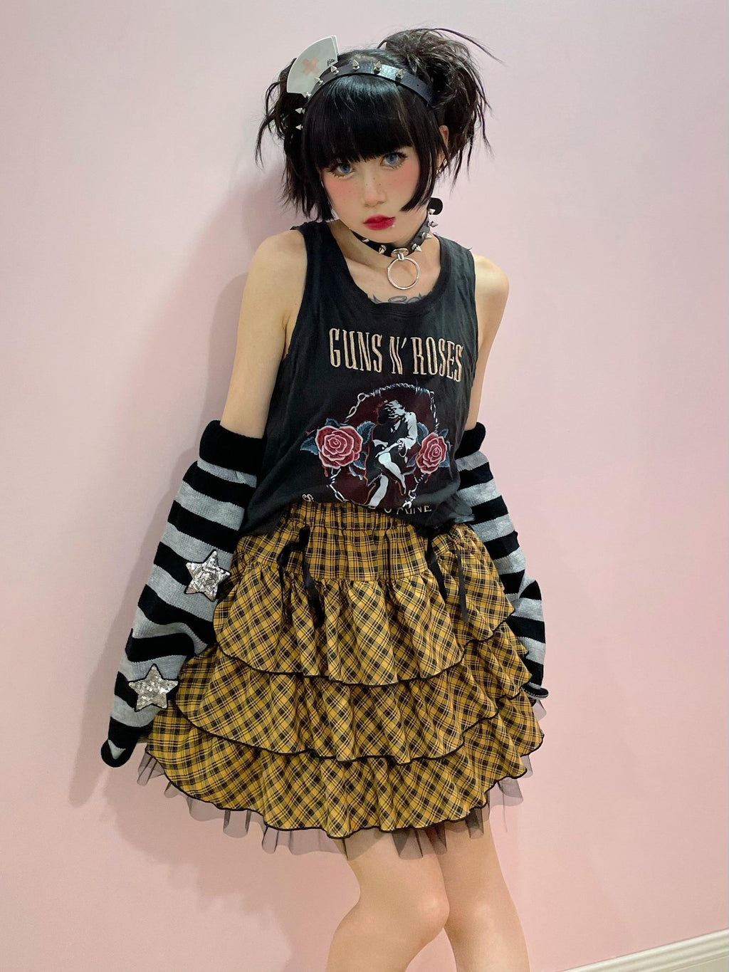 Alita26SS Rock Lace High Waist Bow Women's Tiered Skirts