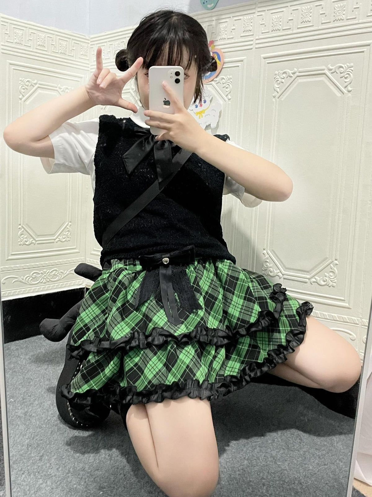 Alita26SS Rock Lace High Waist Bow Women's Tiered Skirts