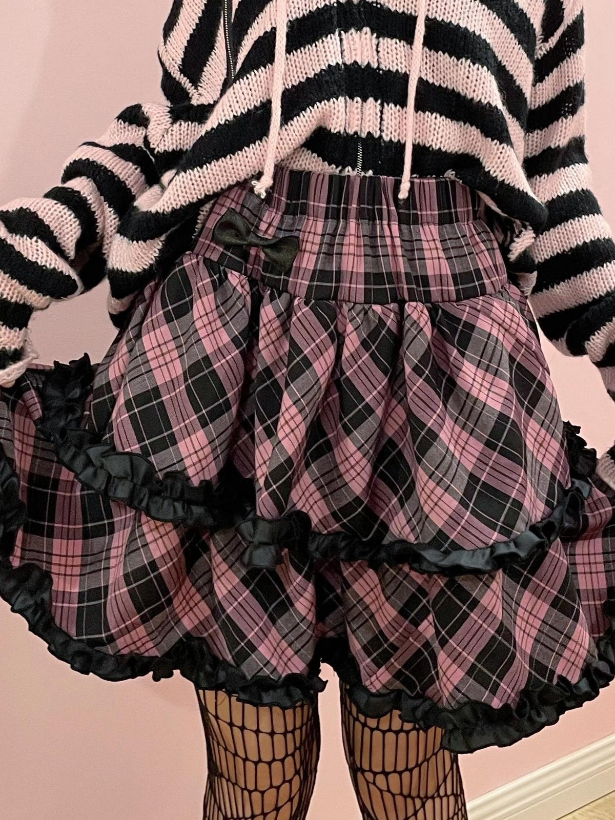 Alita26SS Rock Lace High Waist Bow Women's Tiered Skirts