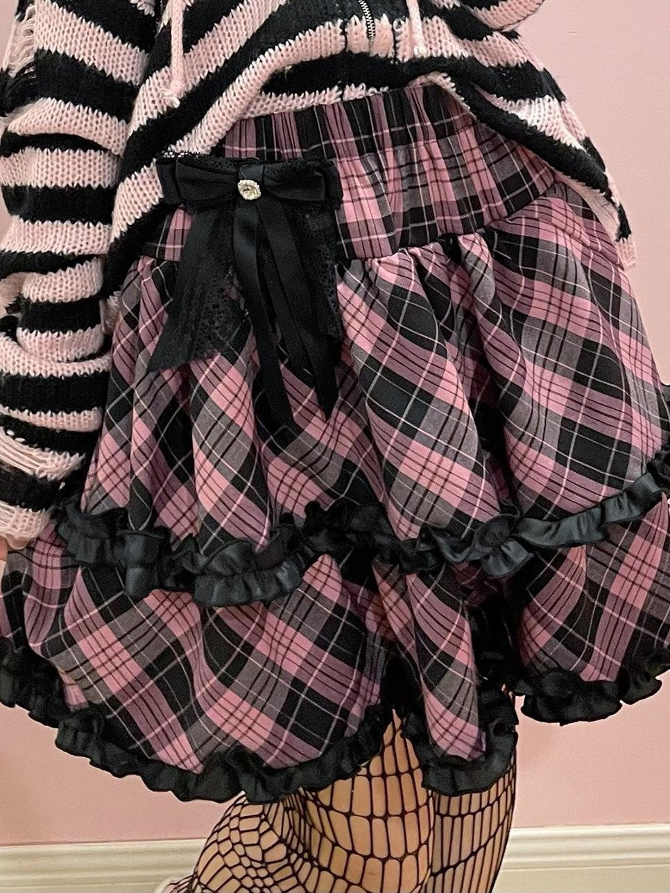 Alita26SS Rock Lace High Waist Bow Women's Tiered Skirts