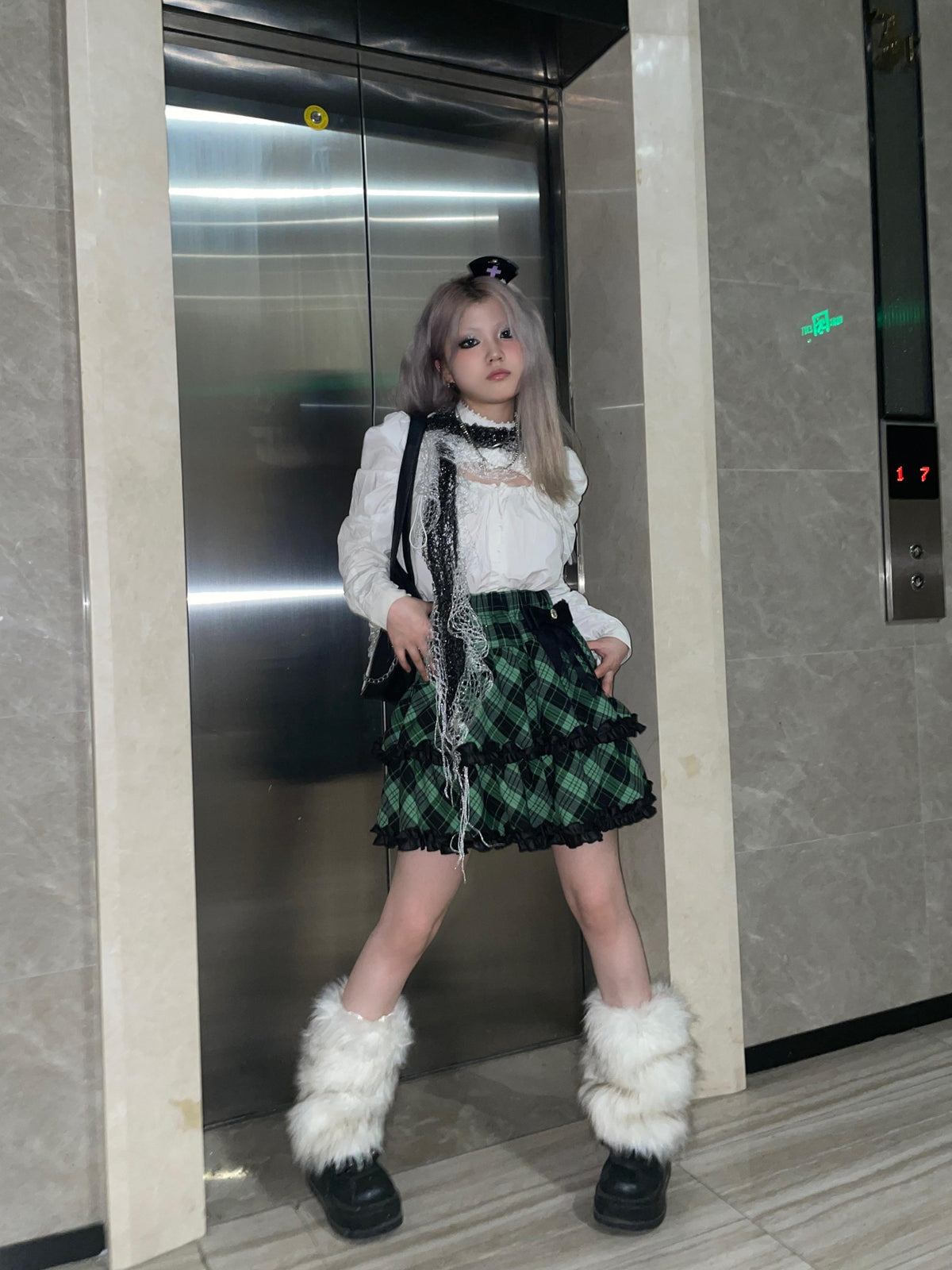 Alita26SS Rock Lace High Waist Bow Women's Tiered Skirts