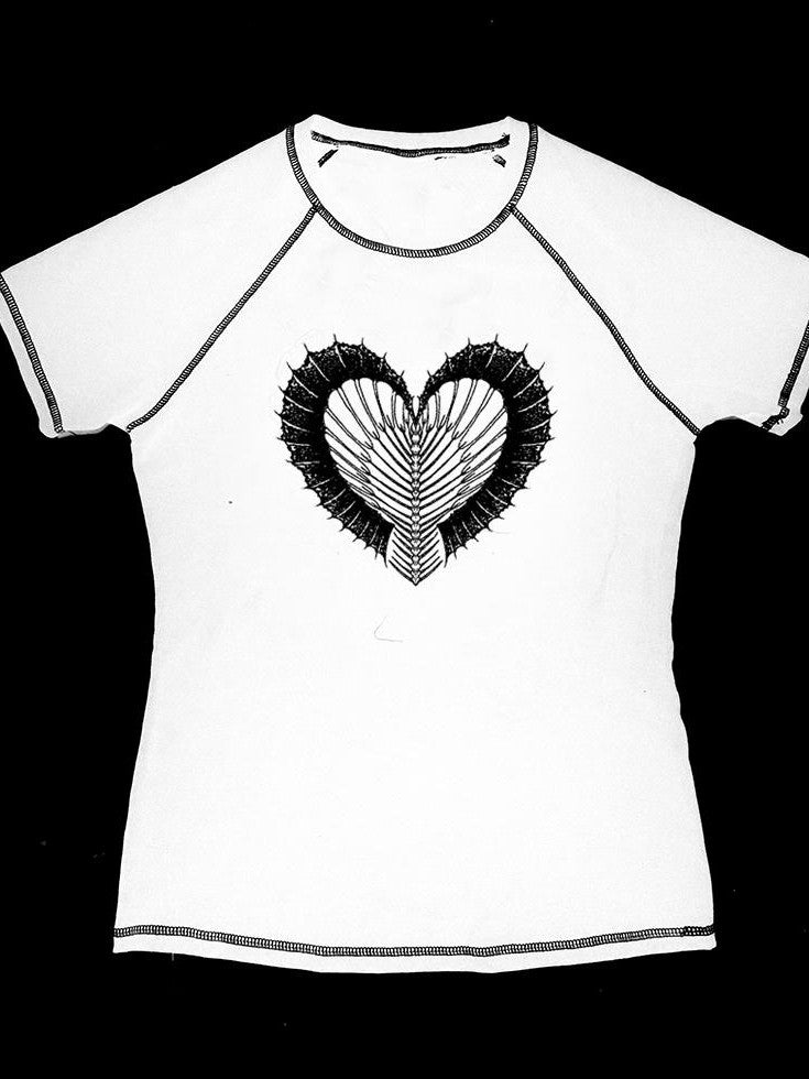Alita26SS Rock Punk Print Heart Skull Butterfly Women's Cotton Slim T-shirts