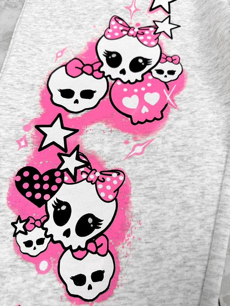 Alita26SS Skull Letter Graphic High Waist Straight Leg Cotton Women's Joggers