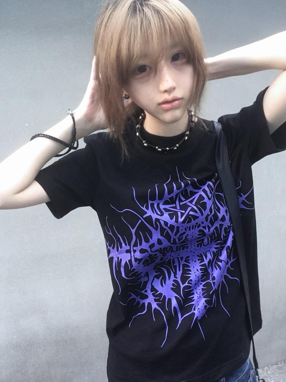 Alita26SS Striped Gothic Letter Print Slim Fit Cotton Women's Crop Tops