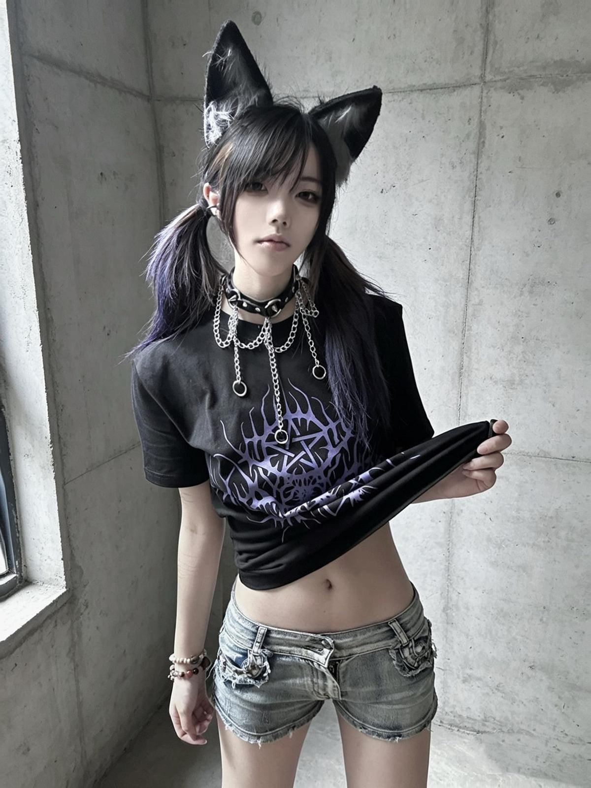 Alita26SS Striped Gothic Letter Print Slim Fit Cotton Women's Crop Tops