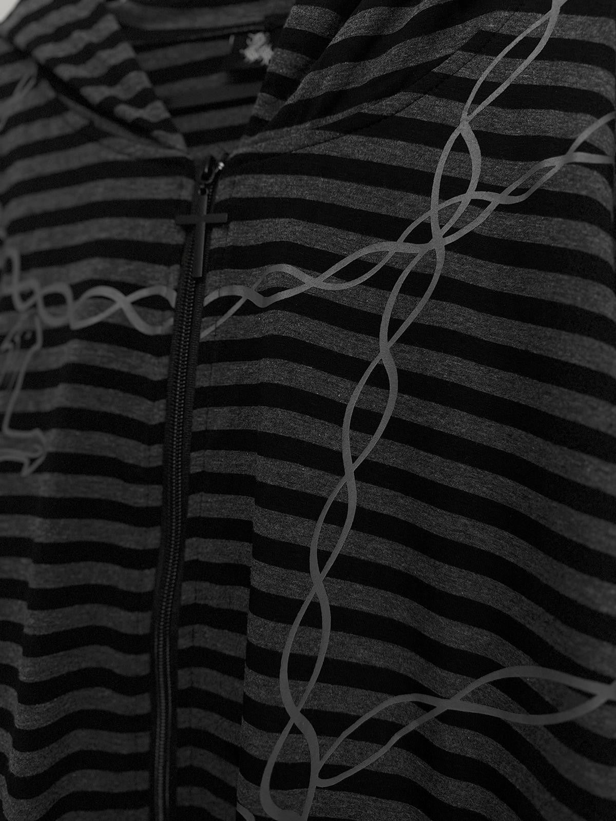 Alita26SS Striped Japanese Loose Fit Thin Cotton Women's Zip-up Hoodies