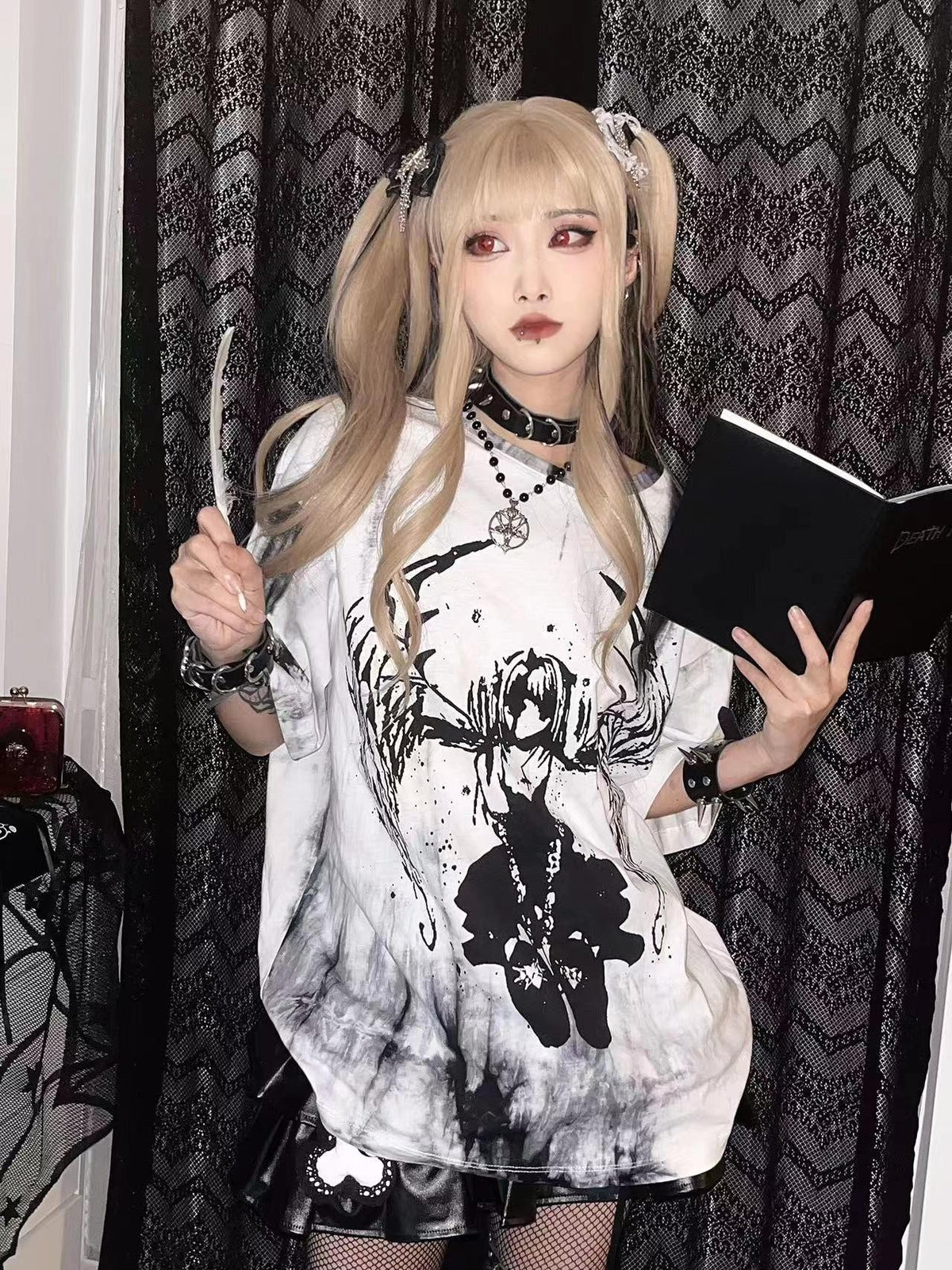 Alita26SS Tie Dye Cartoon Anime Print Women's Cotton Oversized T-shirts