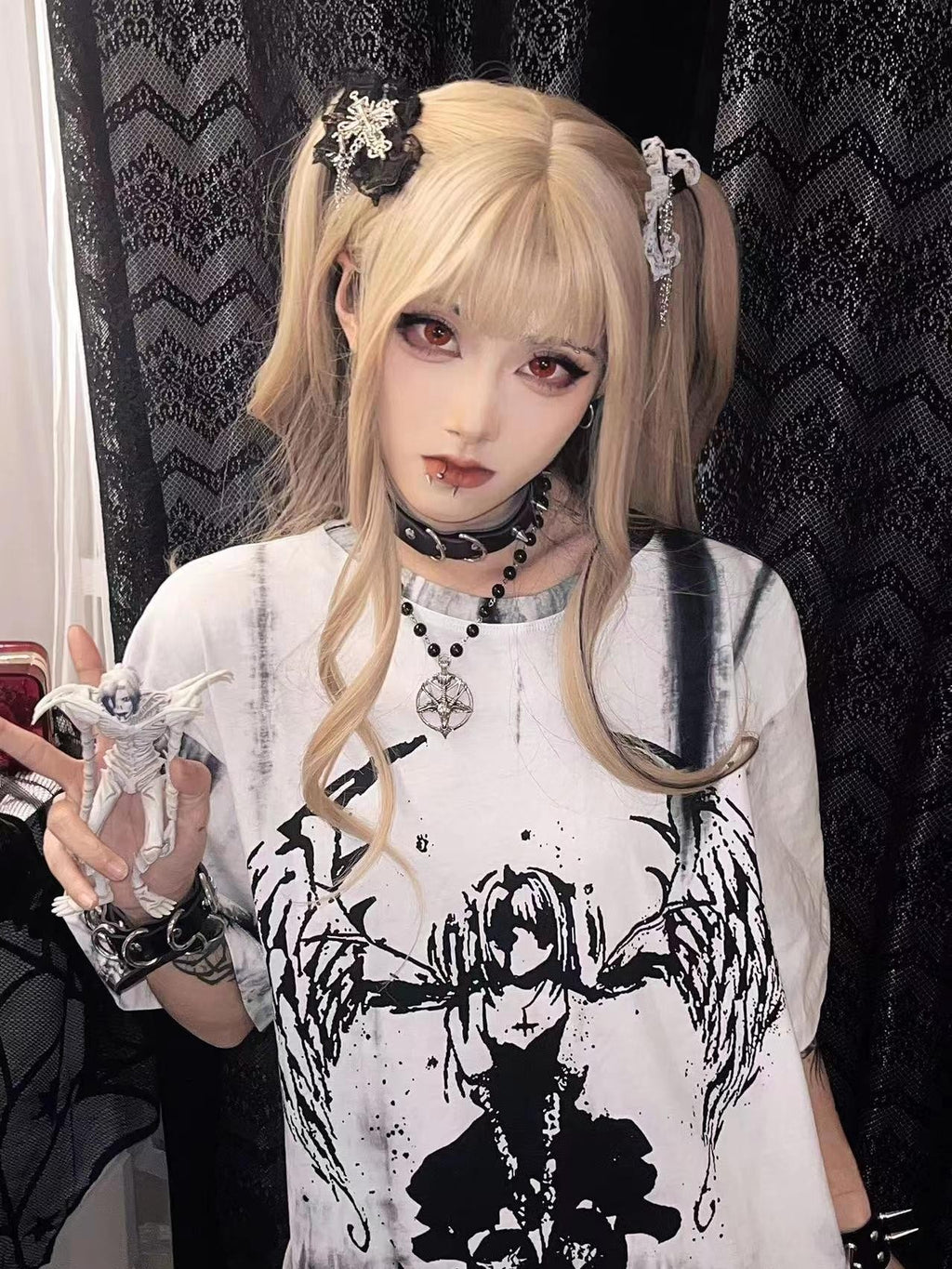 Alita26SS Tie Dye Cartoon Anime Print Women's Cotton Oversized T-shirts