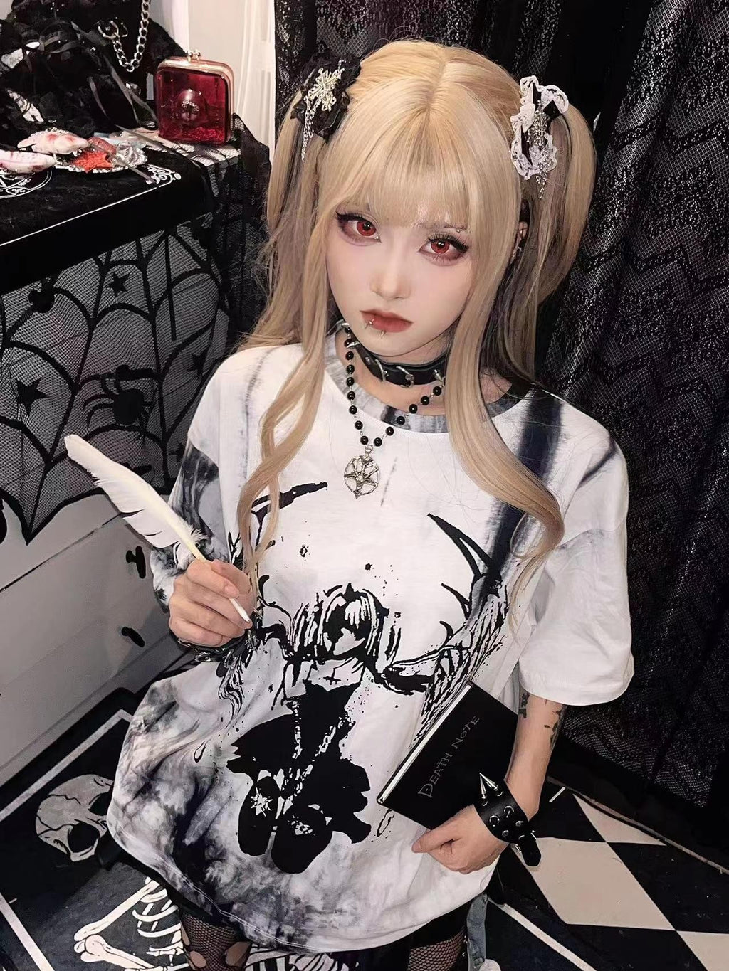 Alita26SS Tie Dye Cartoon Anime Print Women's Cotton Oversized T-shirts