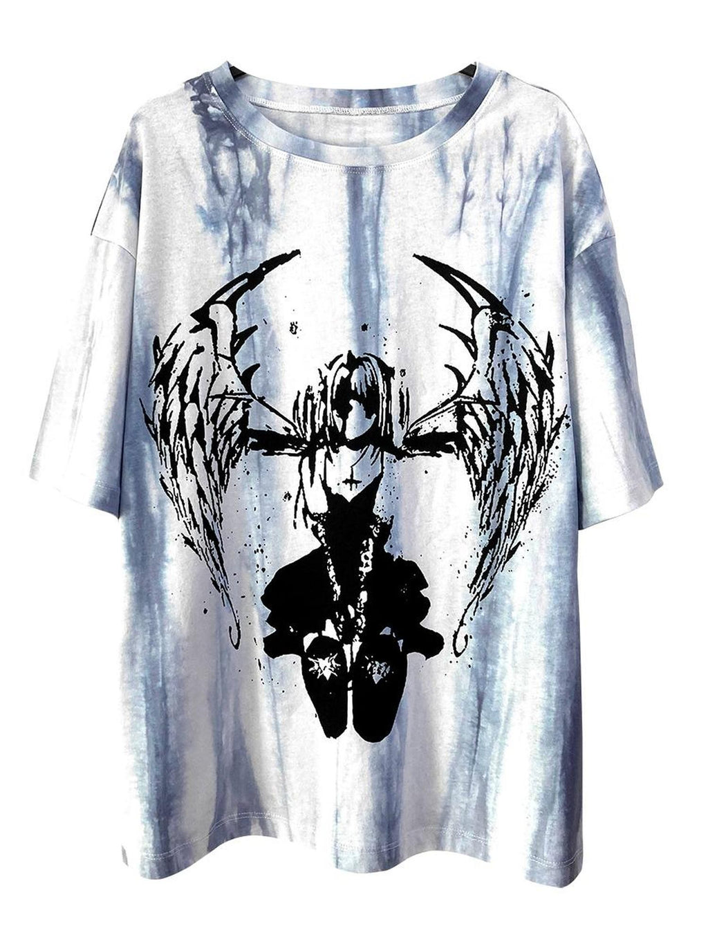 Alita26SS Tie Dye Cartoon Anime Print Women's Cotton Oversized T-shirts
