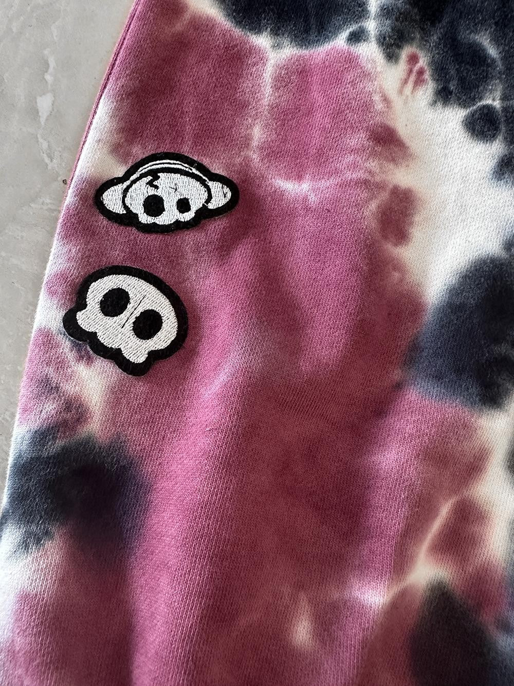 Alita26SS Tie Dye Embroidered Skull Cross High Waist Streetwear Women's Cotton Sweatpants