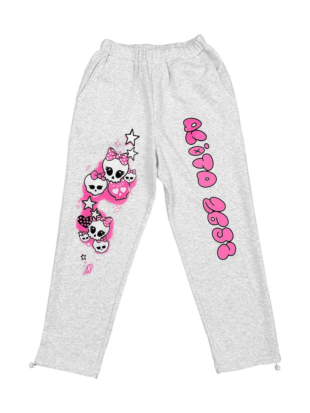Alita26SS Tie Dye Embroidered Skull Cross High Waist Streetwear Women's Cotton Sweatpants