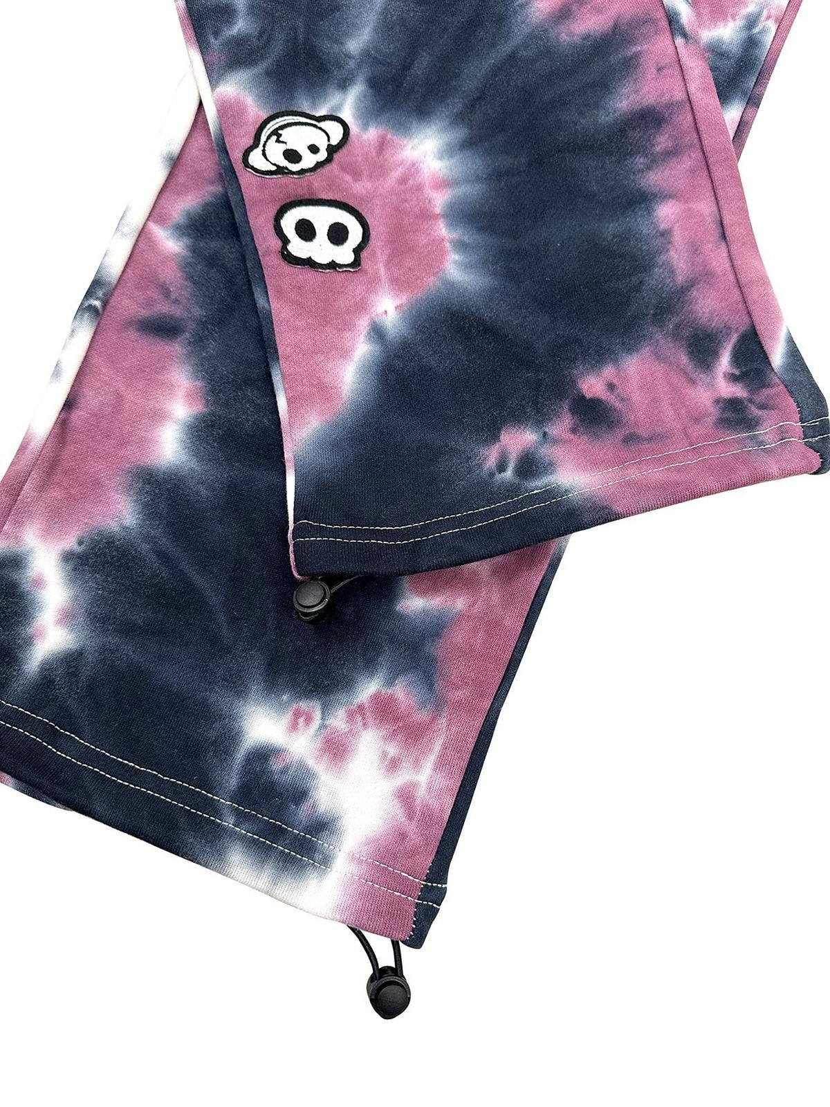 Alita26SS Tie Dye Embroidered Skull Cross High Waist Streetwear Women's Cotton Sweatpants