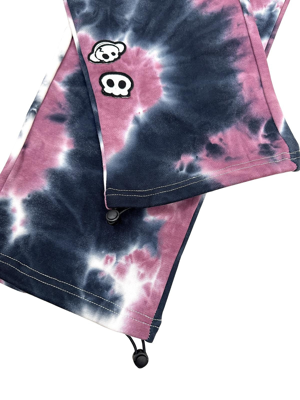 Alita26SS Tie Dye Embroidered Skull Cross High Waist Streetwear Women's Cotton Sweatpants