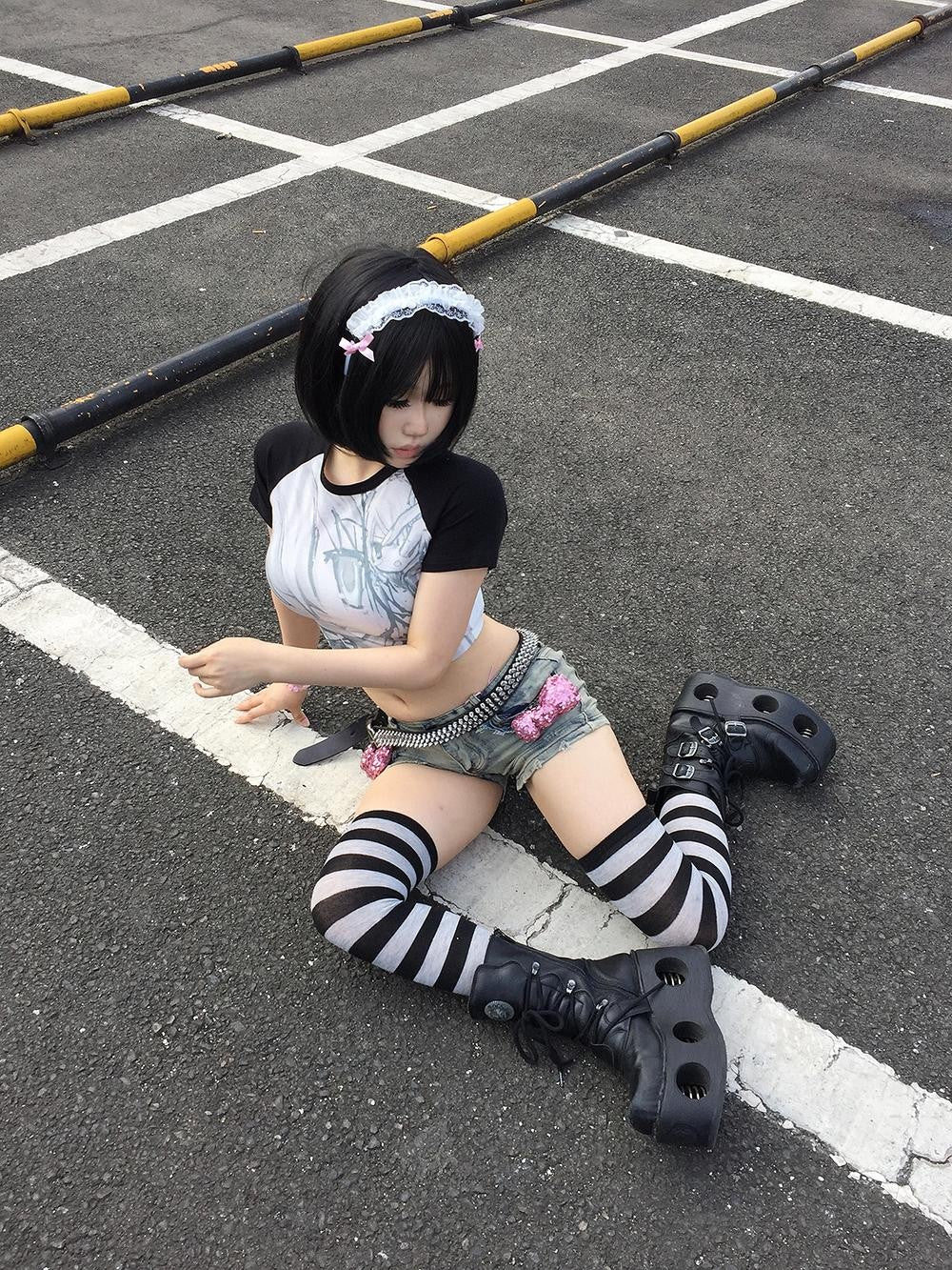Alita26SS Y2k Anime Subculture Graphic Raglan Sleeve Women's Cotton Crop Tops