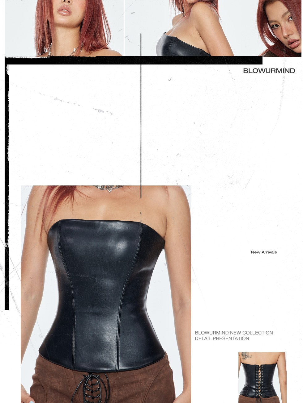 BUM STUDIO 3d Sculpted Angled Waist Cinch Boned Zipper Women's Thick Pu Corset Tops