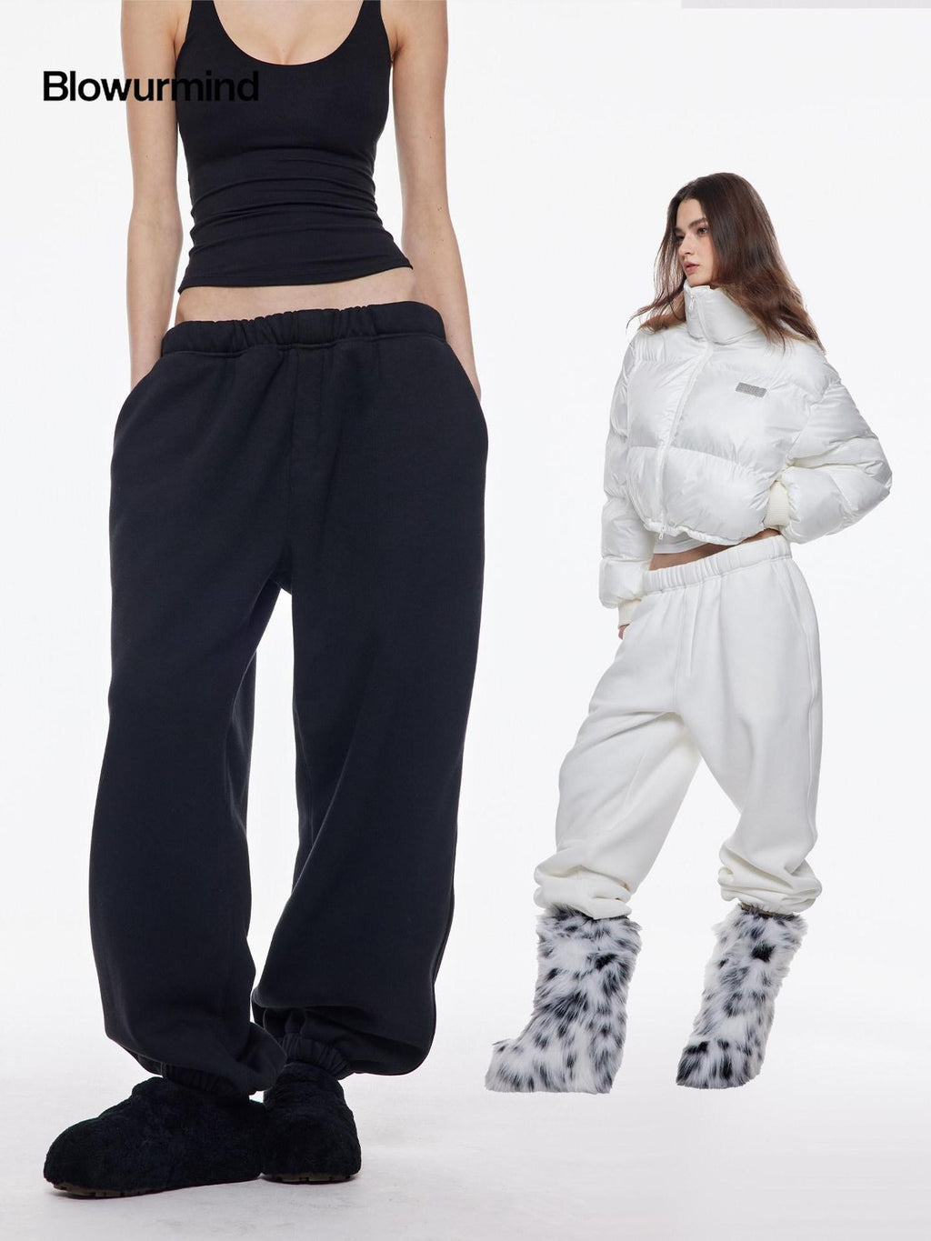 BUM STUDIO 560g Thick High Density Reverse Fleece Asymmetric Women's Poly Cotton Sweatpants