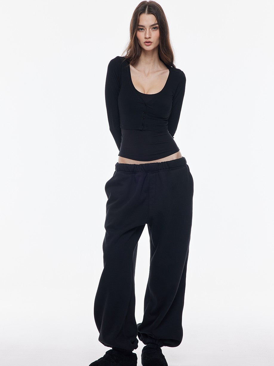 BUM STUDIO 560g Thick High Density Reverse Fleece Asymmetric Women's Poly Cotton Sweatpants