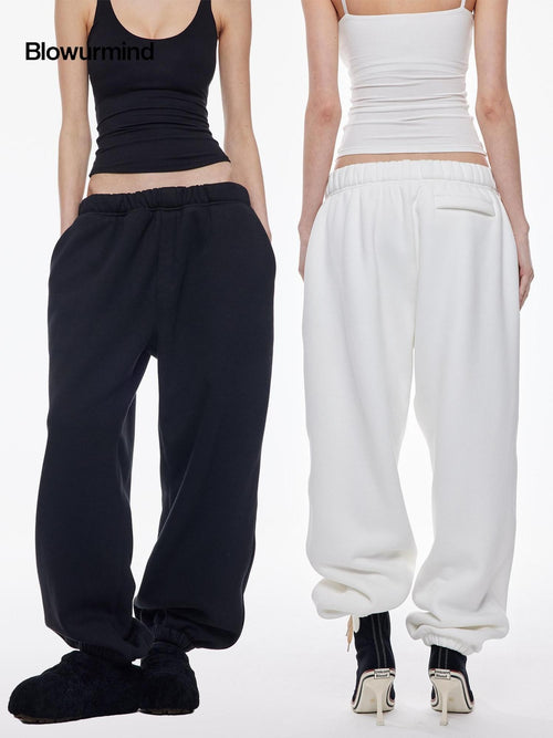 BUM STUDIO 560g Thick High Density Reverse Fleece Asymmetric Women's Poly Cotton Sweatpants