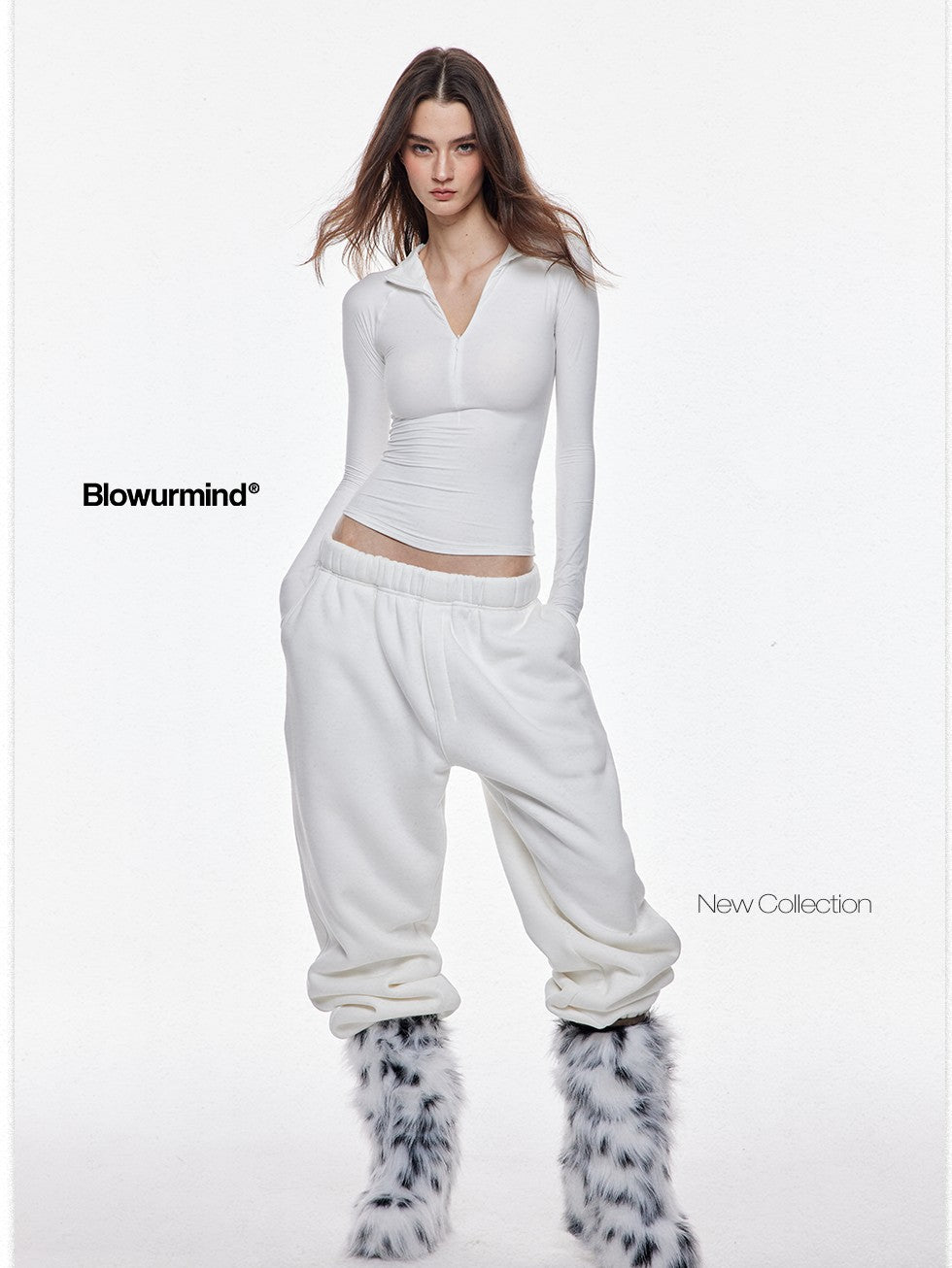BUM STUDIO 560g Thick High Density Reverse Fleece Asymmetric Women's Poly Cotton Sweatpants