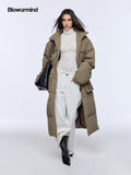 BUM STUDIO Army Green Vintage Workwear Cinch Waist Stand Collar Women's Down Jackets