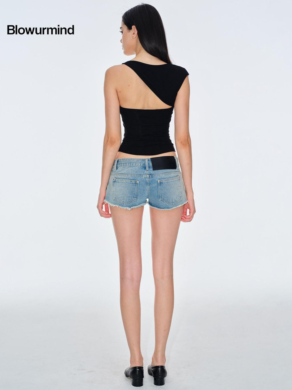 BUM STUDIO Asymmetric Cutout Back Slimming With Bra Pad Women's Cotton Blend Tank Tops