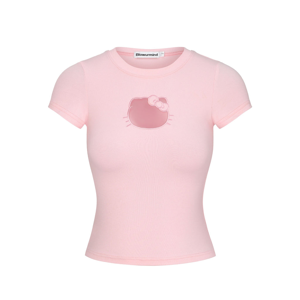 BUM_STUDIO_Babe_Pink_Embroidered_Cat_Cutout_Slim_Women's_Cotton_Spandex_Crop_Tops_940336701445_MISSTT