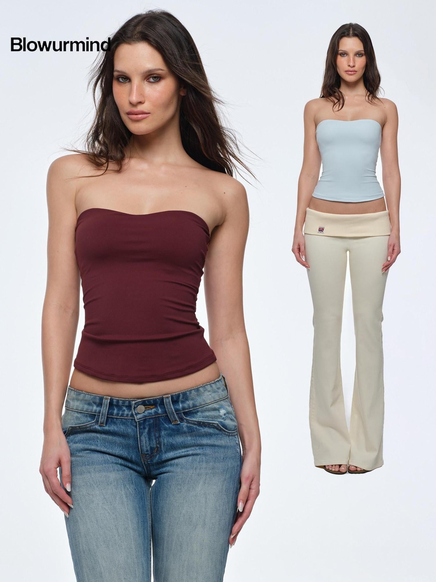 BUM STUDIO Backless Double Layer Shaping With Chest Pad Moderate Support Women's Tube Tops