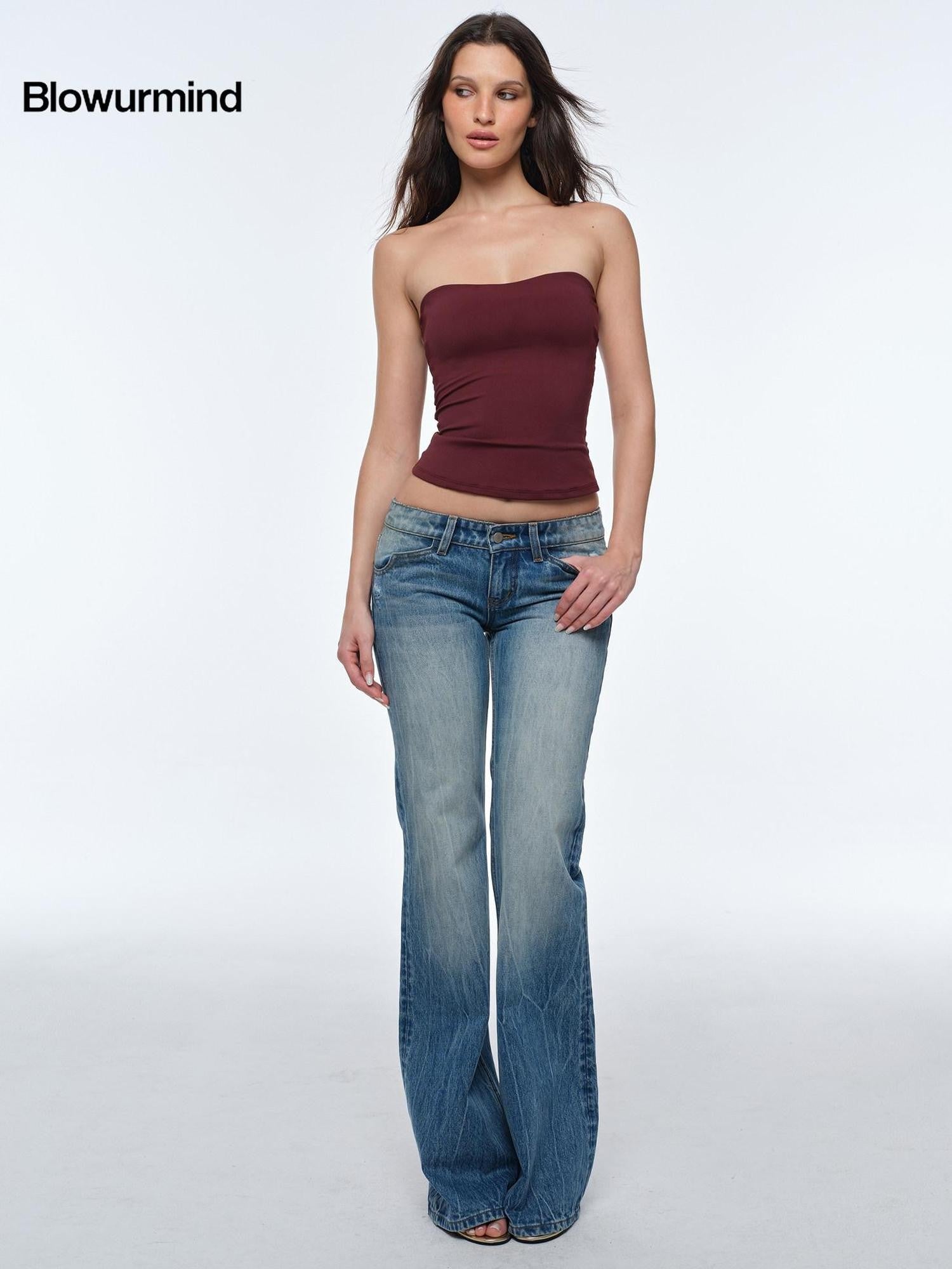 BUM STUDIO Backless Double Layer Shaping With Chest Pad Moderate Support Women's Tube Tops