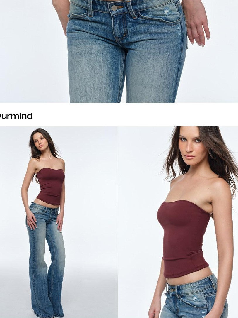BUM STUDIO Backless Double Layer Shaping With Chest Pad Moderate Support Women's Tube Tops