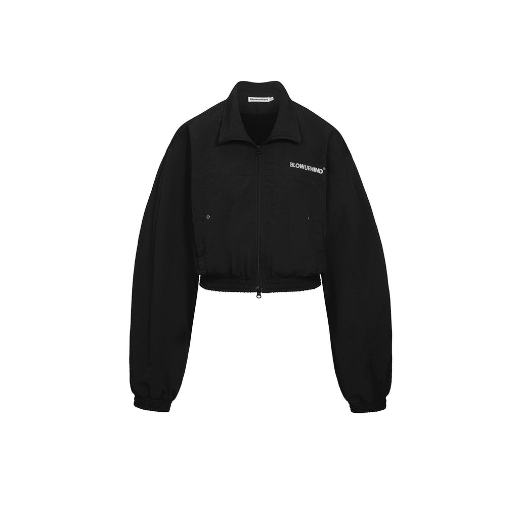 BUM_STUDIO_Black_3m_Reflective_Logo_Waist_Cinch_Cropped_Stand_Collar_Women's_Windbreakers_961662013982_MISSTT