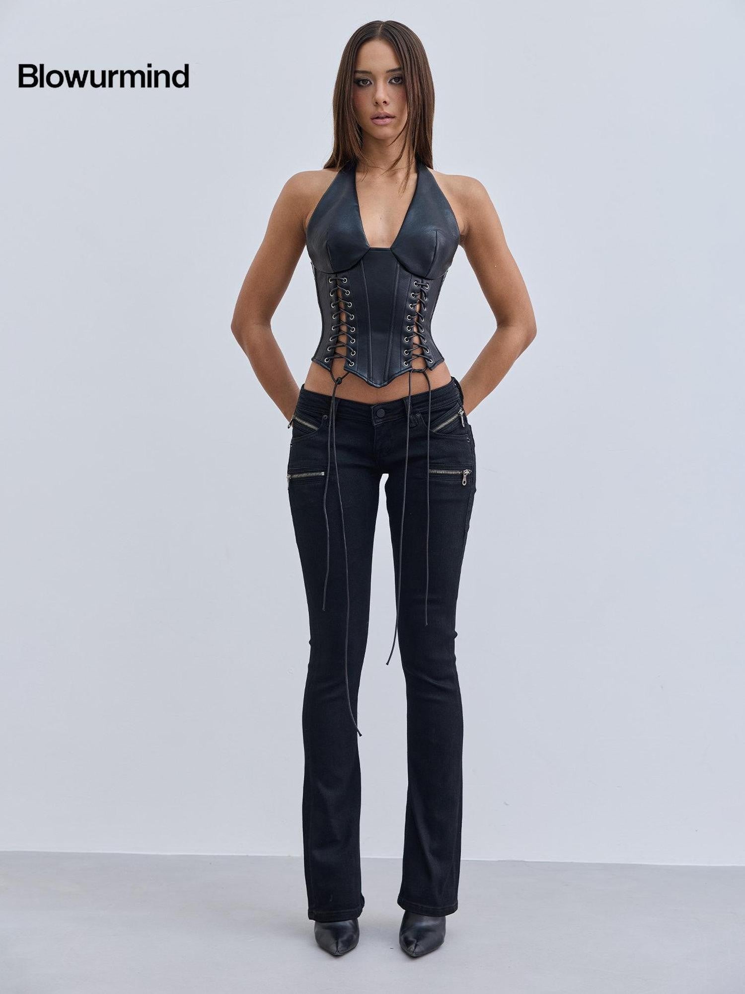 BUM STUDIO Black Distressed High Density Women's Slim Low Rise Stretch Denim Bootcut Jeans