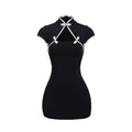 BUM_STUDIO_Black_Double_Layer_Bodycon_Women's_Nylon_Spandex_Cheongsam_Dresses_949713245062_MISSTT