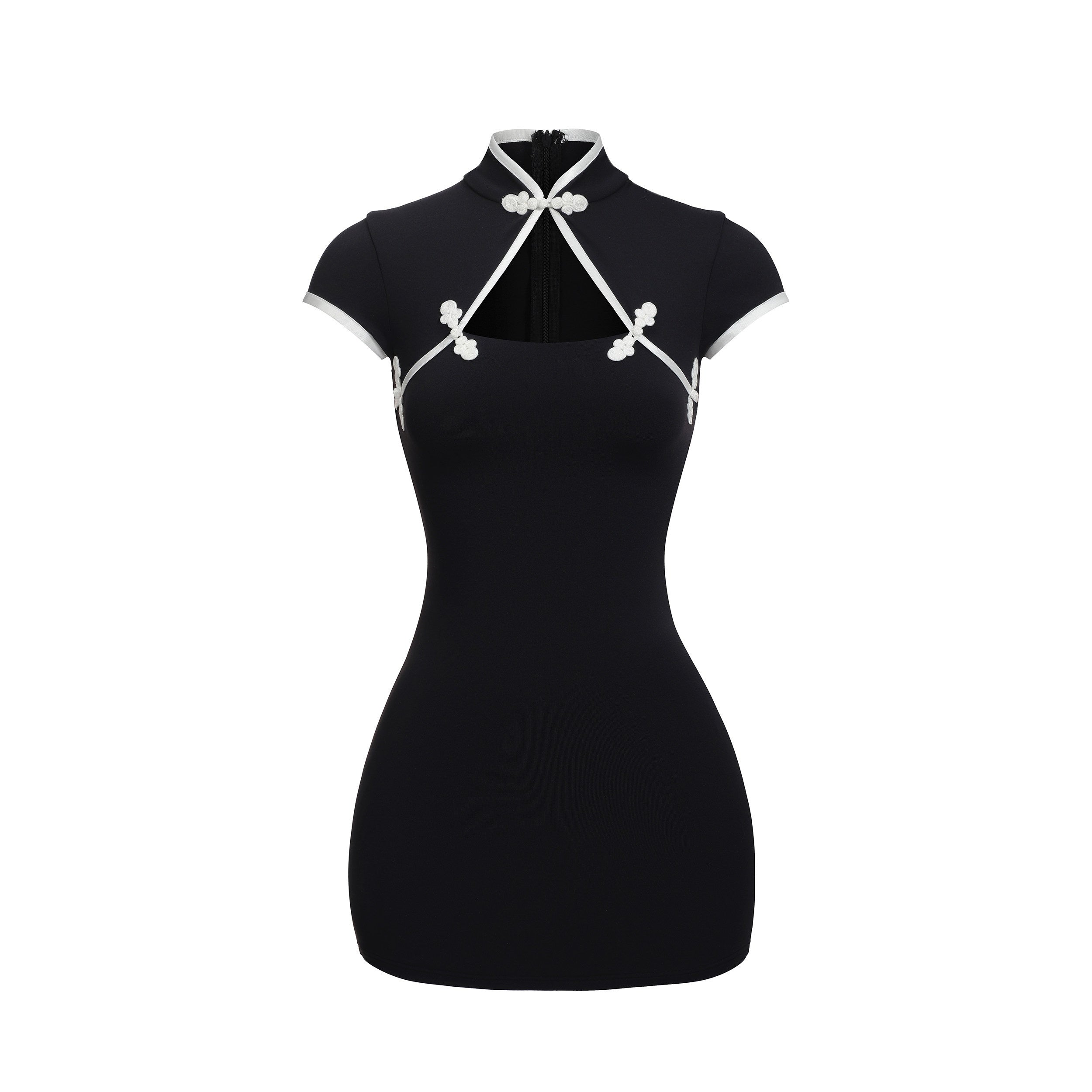 BUM_STUDIO_Black_Double_Layer_Bodycon_Women's_Nylon_Spandex_Cheongsam_Dresses_949713245062_MISSTT