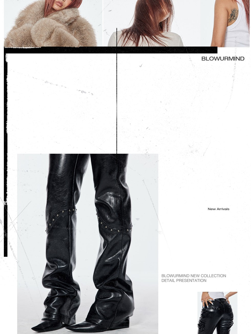 BUM STUDIO Black Studded Patchwork Low Rise Women's Waxed Composite Leather Pants