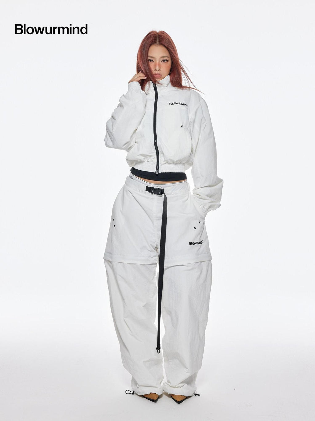 BUM STUDIO Breathable Mesh Splice Zipper Polo Collar Women's Nylon Tracksuit Sets