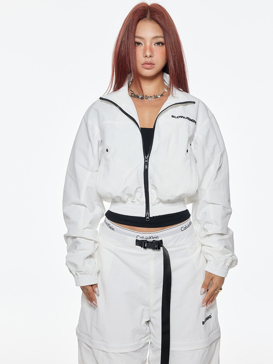 BUM STUDIO Breathable Mesh Splice Zipper Polo Collar Women's Nylon Tracksuit Sets