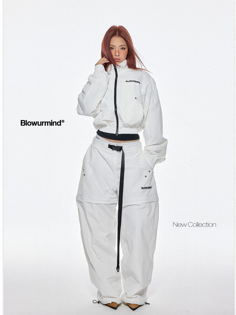 BUM STUDIO Breathable Mesh Splice Zipper Polo Collar Women's Nylon Tracksuit Sets