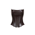 BUM_STUDIO_Brown_Armored_Boned_Shaping_Corset_Zipper_Women's_Oiled_Pu_Matching_Skirt_Sets_966256788362_MISSTT